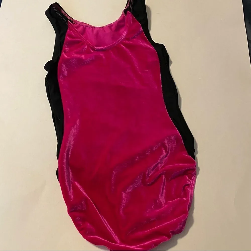 GK Elite Sportswear Hot pink velvet velour gymnastics leotard child adult SA